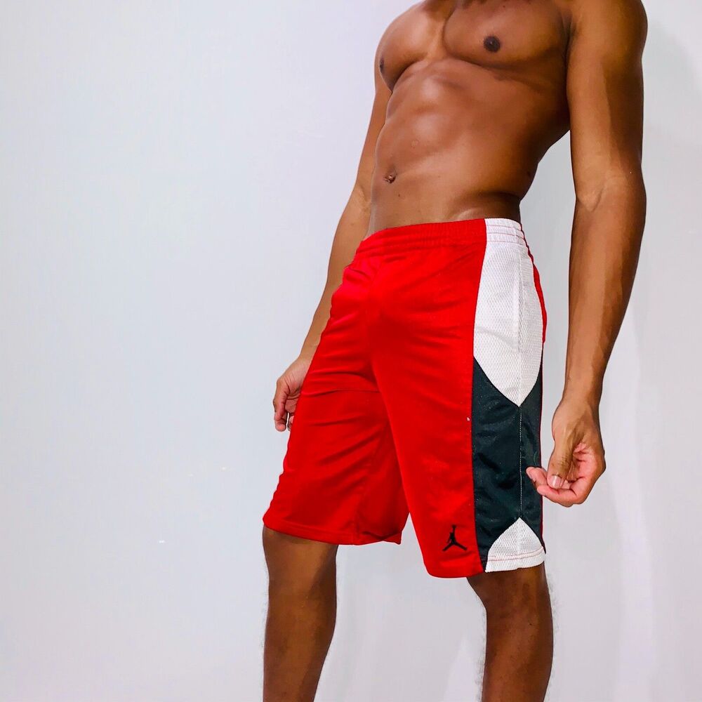 Jordan Vintage Super Rare Basketball Dazzle Shorts Silky Red Black White S